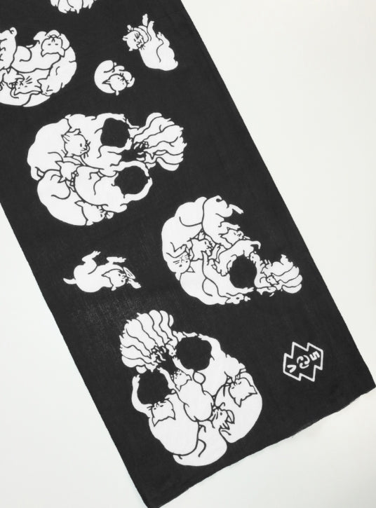 RADIALL - 猫どくろ - TENUGUI -  BLACK