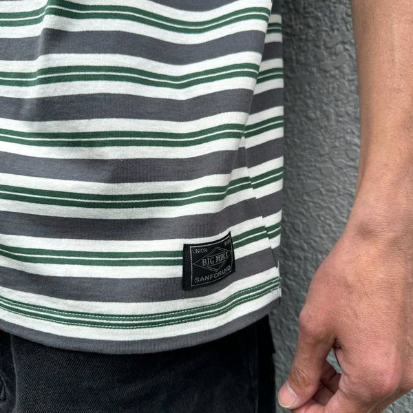 BIGMIKE - BORDER SUNGLASS POCKET S/S T-SHIRT - CHA x GRN x WHT