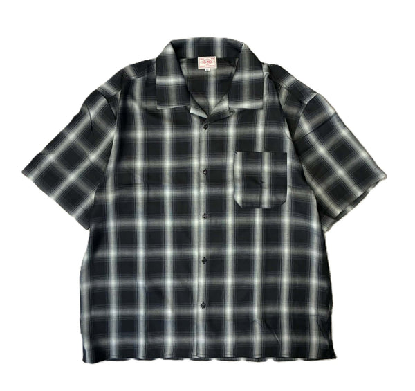 BIGMIKE - RAYON MIX OMBRE SLIT S/S SHIRTS - BLK × WHT