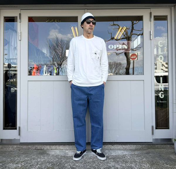 BLUCO - DRYCOTTON RAGLAN POCKET T-SHIRT L/S -BLC- WHITE