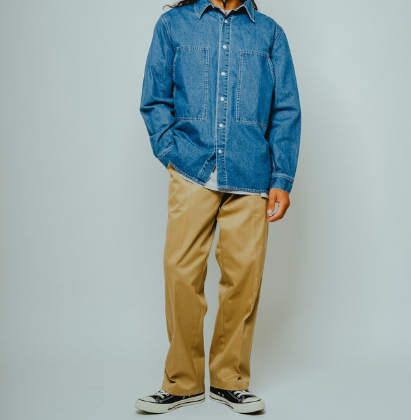 BIGMIKE - DENIM UTILITY LONG SLEEVE SHIRTS - M.INDIGO