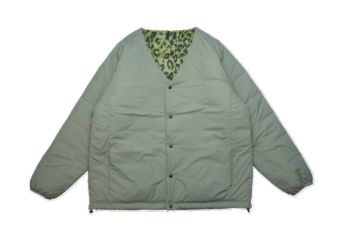 WAX - REVERSIBLE NYLON CARDIGAN - KHAKI