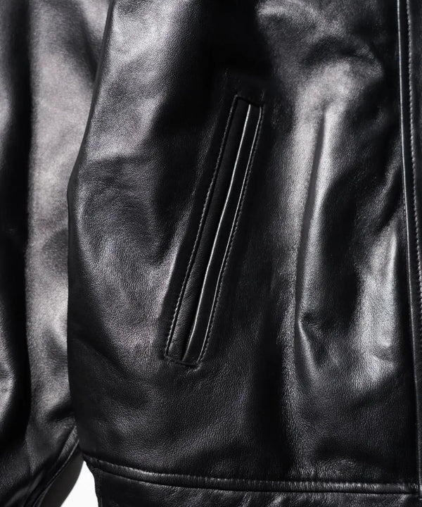 TOWNCRAFT -  LEATHER DERBY JACKET - BLACK