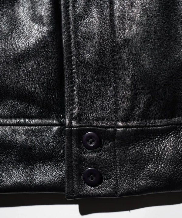 TOWNCRAFT -  LEATHER DERBY JACKET - BLACK