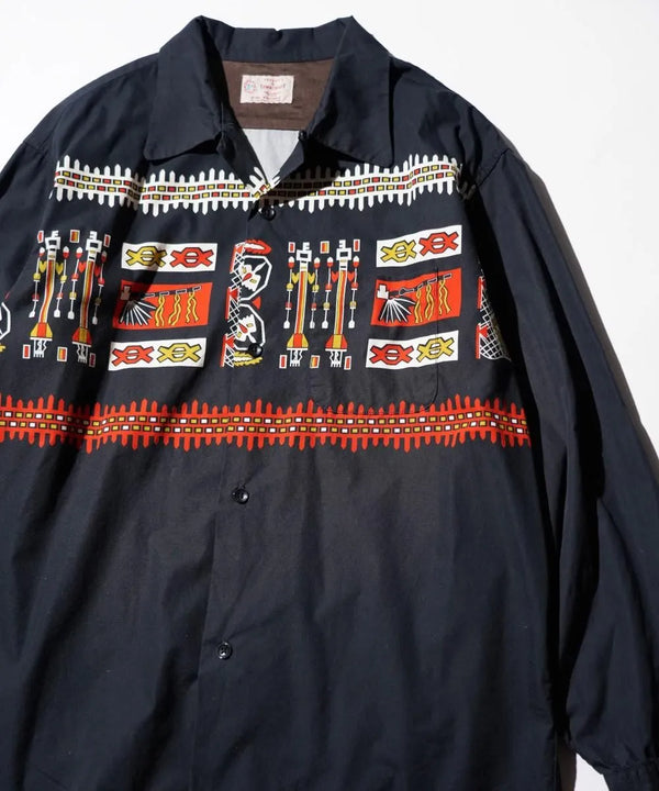 TOWNCRAFT -  PRINTED COTTON ROOP COLLAR SHIRTS - NATIVE
