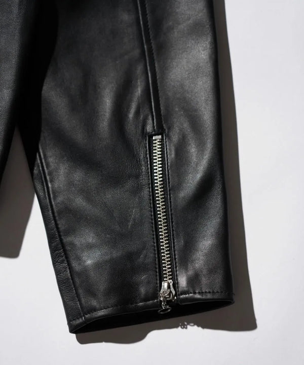 TOWNCRAFT - LEATHER DOUBLE RIDERS JACKET - BLACK
