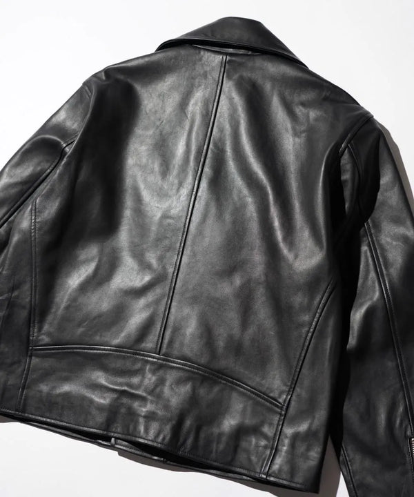 TOWNCRAFT - LEATHER DOUBLE RIDERS JACKET - BLACK