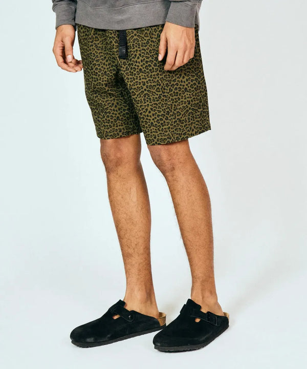 THRIFTY LOOK - PRINTED 90S CLIMBING SHORTS - GREEN LEOPARD