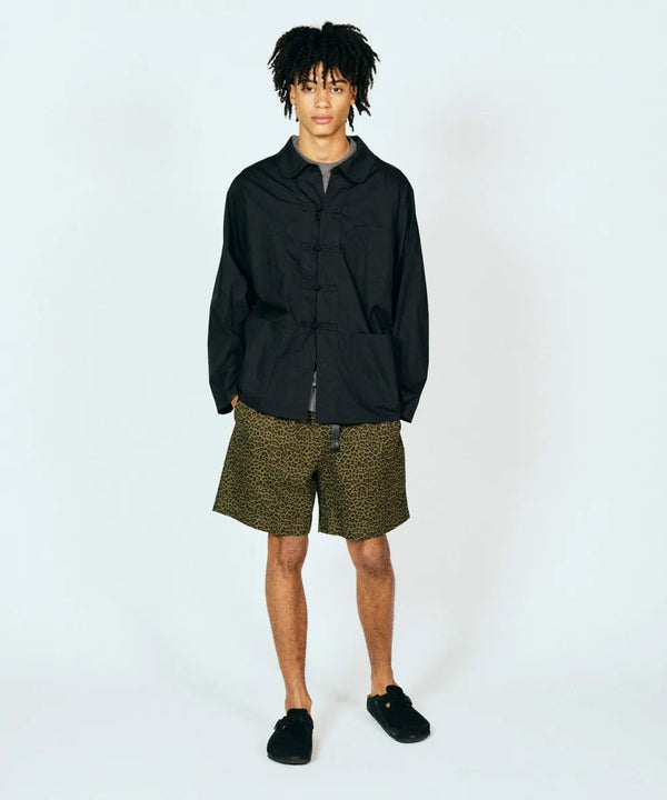 THRIFTY LOOK - PRINTED 90S CLIMBING SHORTS - GREEN LEOPARD