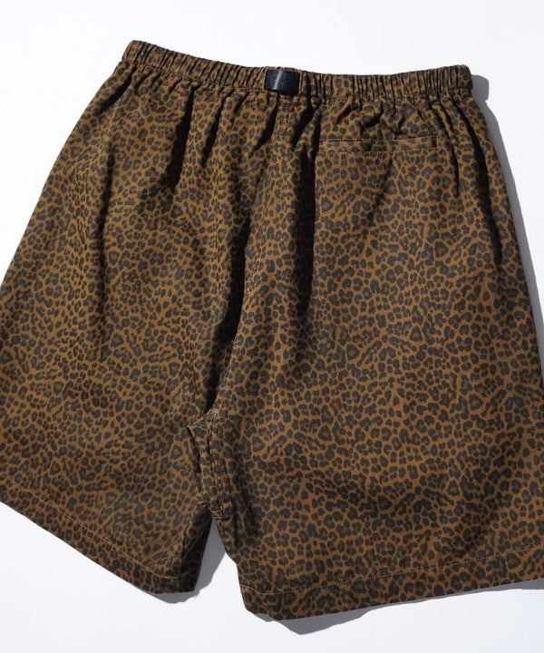 THRIFTY LOOK - PRINTED 90S CLIMBING SHORTS - BROWN LEOPARD