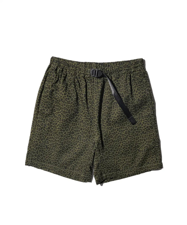 THRIFTY LOOK - PRINTED 90S CLIMBING SHORTS - GREEN LEOPARD