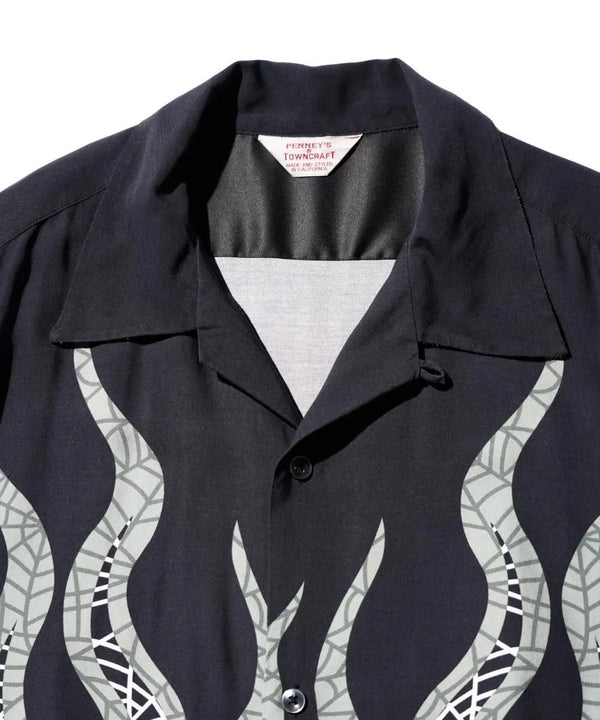 TOWNCRAFT -  PRINTED LOOP COLLAR SS SHIRT - FIRE×SPIDER