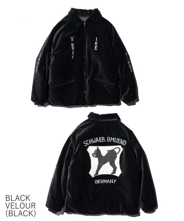 THRIFTY LOOK - GERMANY SOUVENIR PADDED JACKET - BLACK VELOUR