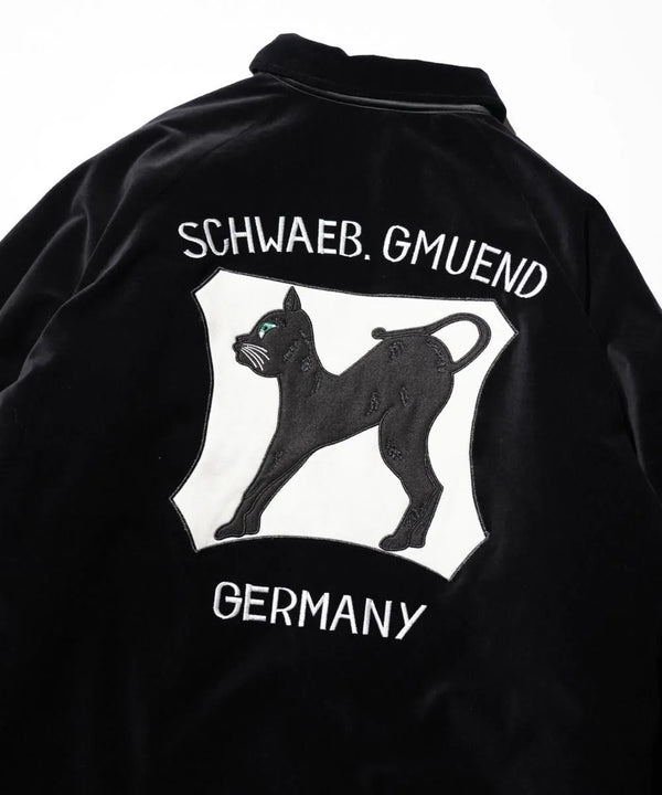 THRIFTY LOOK - GERMANY SOUVENIR PADDED JACKET - BLACK VELOUR