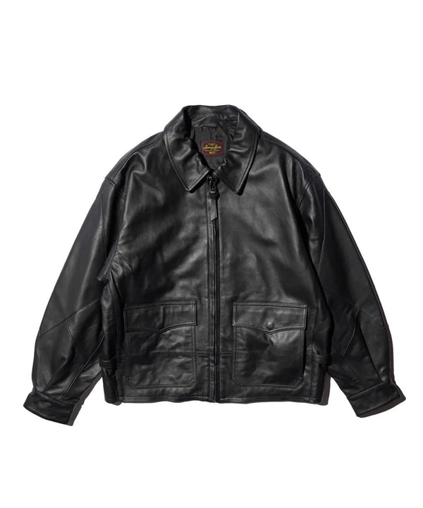 SUNNY SPORTS - LEATHER AVIATOR JACKET - BLACK