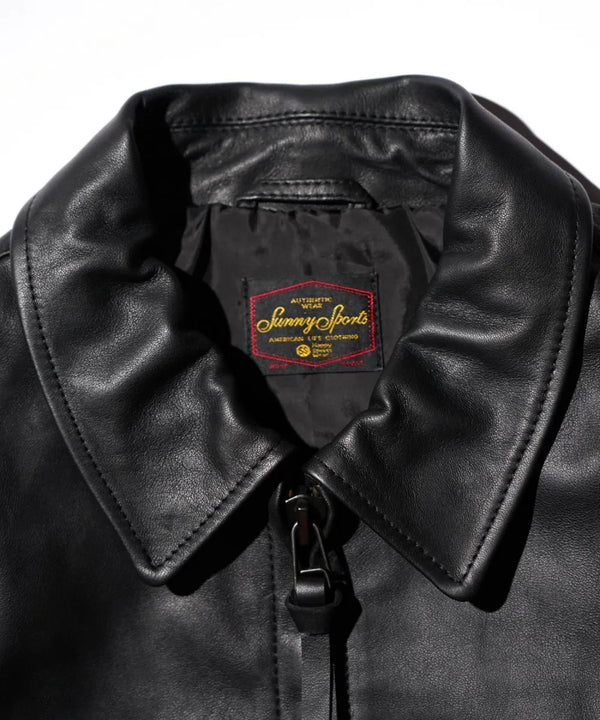SUNNY SPORTS - LEATHER AVIATOR JACKET - BLACK