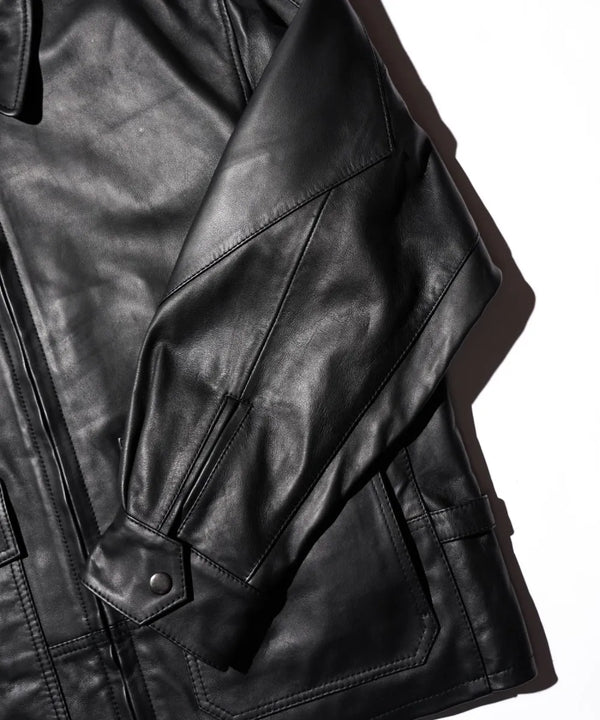 SUNNY SPORTS - LEATHER AVIATOR JACKET - BLACK
