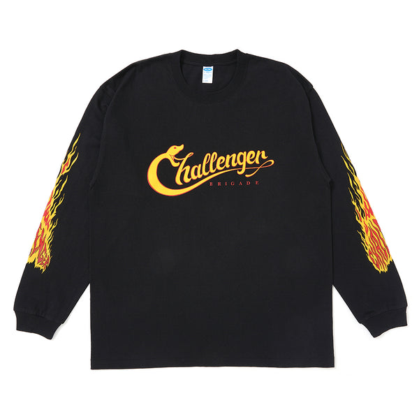 CHALLENGER - L/S SNAKING LOGO TEE - BLACK