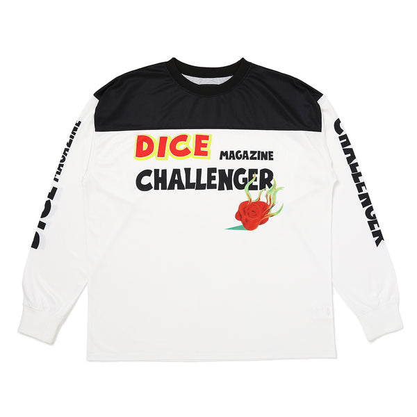 CHALLENGER - L/S DRY DICE TEE - WHITE / BLACK