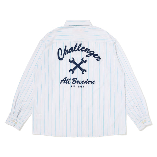 CHALLENGER - L/S STRIPE MECANIC SHIRT - WHITE