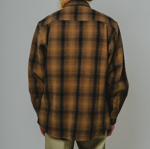 BIGMIKE - HEAVY FLANNEL L/S SHIRT - BROWN x BLACK
