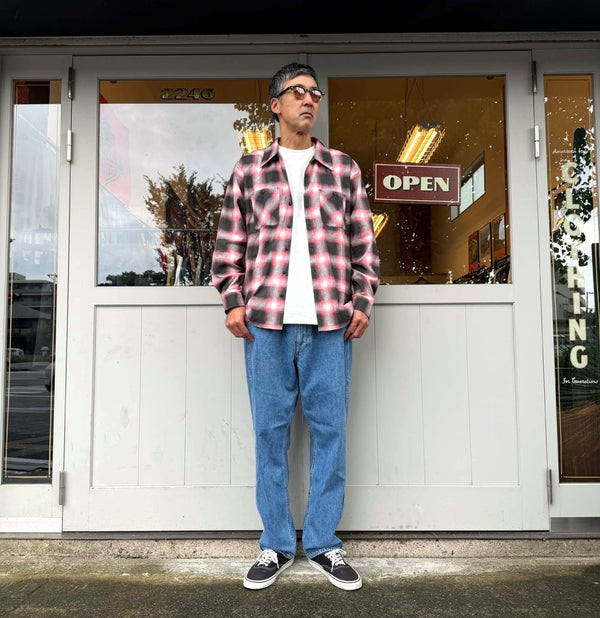 BLUCO - PRINT FLANNEL CHECK SHIRT -Ombre- RED