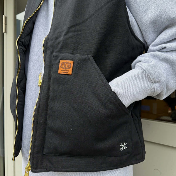 BLUCO - RIB COLLOR DUCK VEST - BLACK