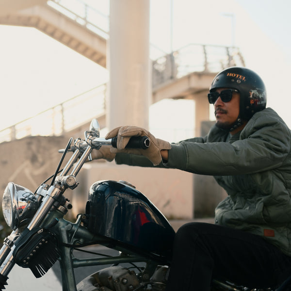 【JAKS GARAGE SPECIAL EDITION】Lamp gloves × Cycle Zombies - Winter glove - Vintage Greige