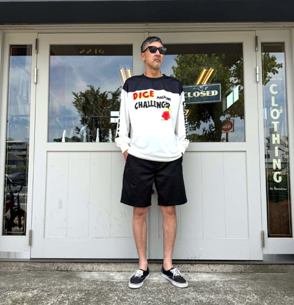 CHALLENGER - L/S DRY DICE TEE - WHITE / BLACK