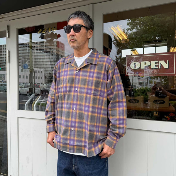 HOUSTON - PRINT FLANNEL O/C SHIRT - PURPLE