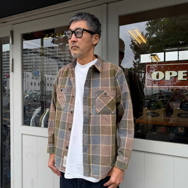 HOUSTON - VINTAGE AMERICAN CHECK VIYELLA SHIRT - OLIVE