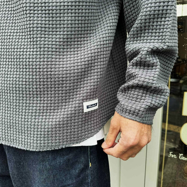 RADIALL - BIG WAFFLE - BOAT NECK T-SHIRT L/S - GRAY