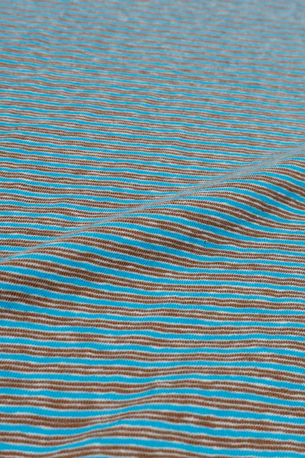 melple - SEAVIEW RINGER S/S - TURQUOISE x BROWN