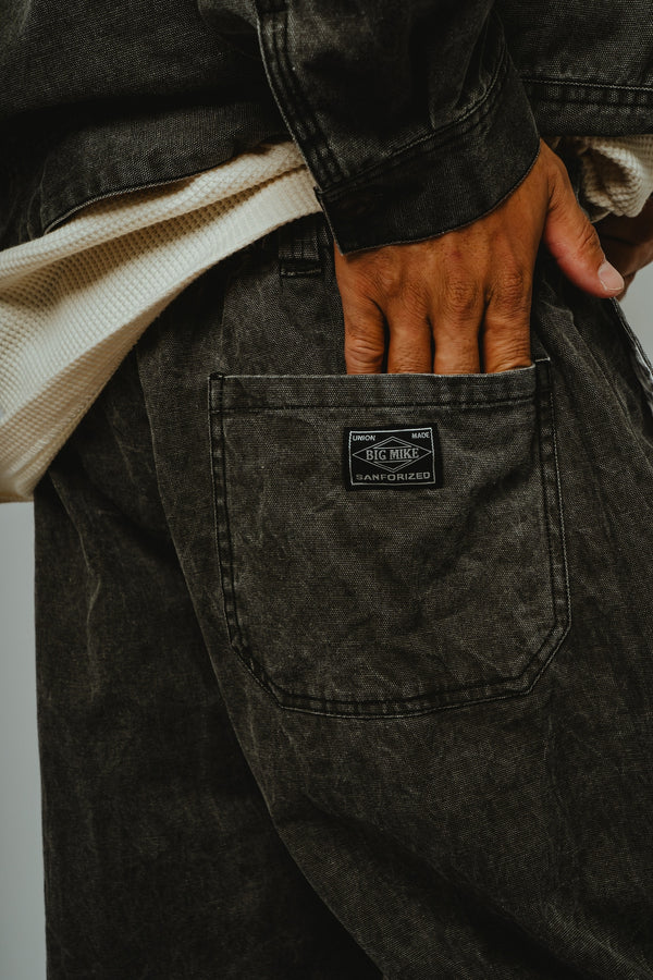 BIGMIKE - WASHED DUCK EASY PANTS - BLACK