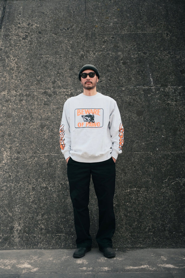 PAWG×BEWARE CHOPPER - SWEAT - ASH GRAY / ORANGE