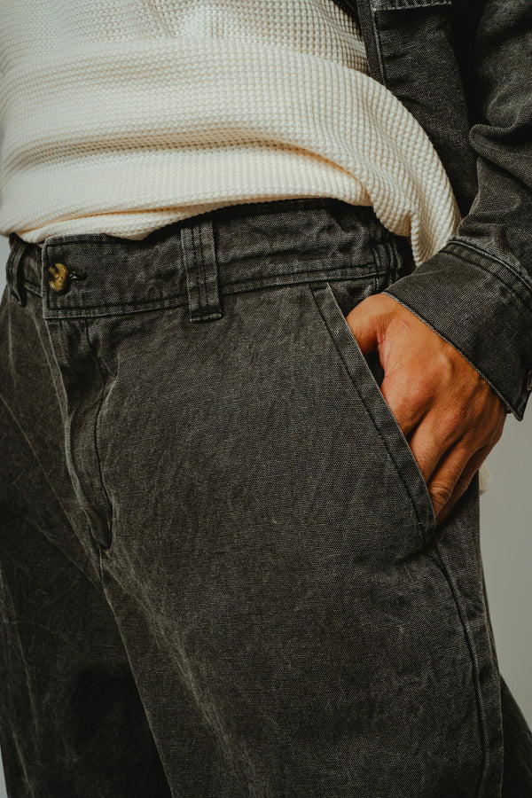 BIGMIKE - WASHED DUCK EASY PANTS - BLACK