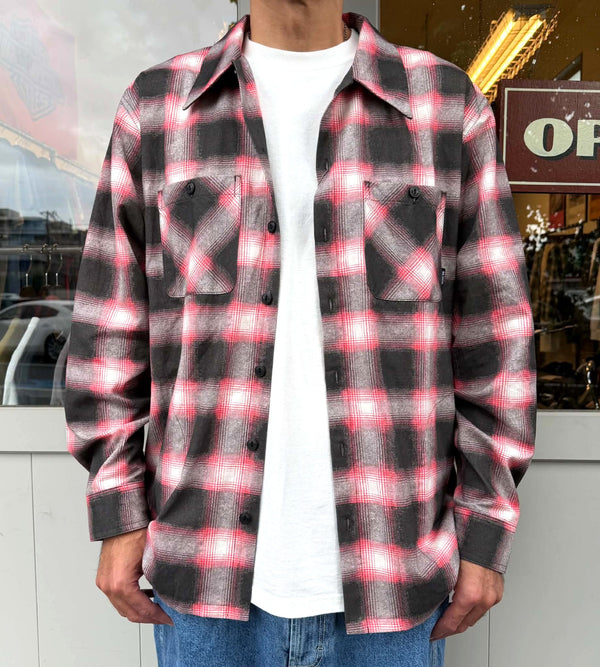 BLUCO - PRINT FLANNEL CHECK SHIRT -Ombre- RED