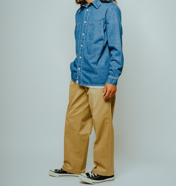 BIGMIKE - DENIM UTILITY LONG SLEEVE SHIRTS - M.INDIGO