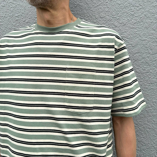 BIGMIKE - BORDER SUNGLASS POCKET S/S T-SHIRT - MNT × OFF x BLK