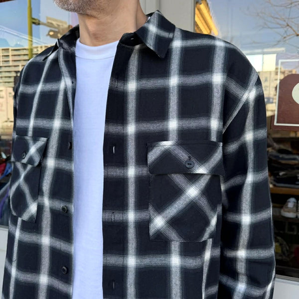 BIGMIKE - LIGHT FLANNEL L/S SHIRTS - BLK×GRN×WHT