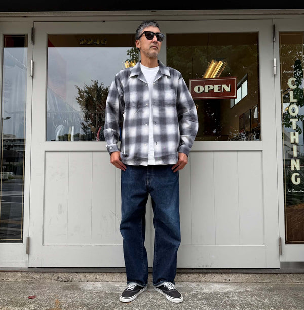 HOUSTON - PRINT FLANNEL O/C SHIRT - BLACK