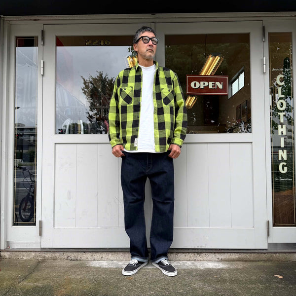 HOUSTON - VINTAGE BLOCK CHECK VIYELLA SHIRT - LIME GREEN