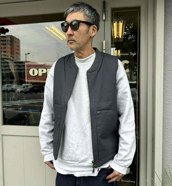 BLUCO - RIB COLLAR VEST  - CHARCOAL