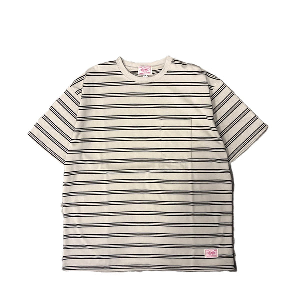 BIGMIKE - DOUBLE BODER SUNGLASSSE POCKET S/S TEE - SAND×BLACK