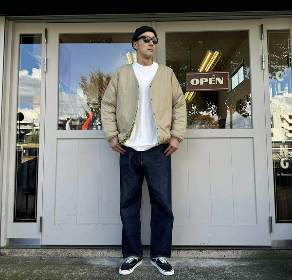 WAX - REVERSIBLE NYLON CARDIGAN - KHAKI