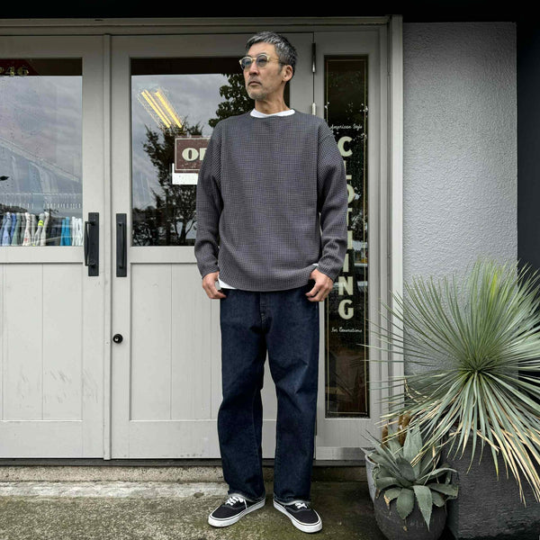 RADIALL - BIG WAFFLE - BOAT NECK T-SHIRT L/S - GRAY