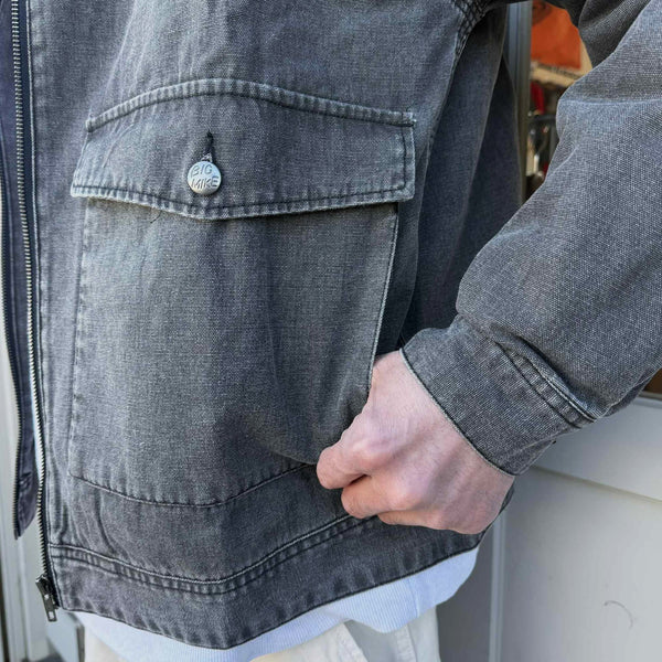 BIGMIKE - WASHED DUCK TRACKER JACKET - BLACK