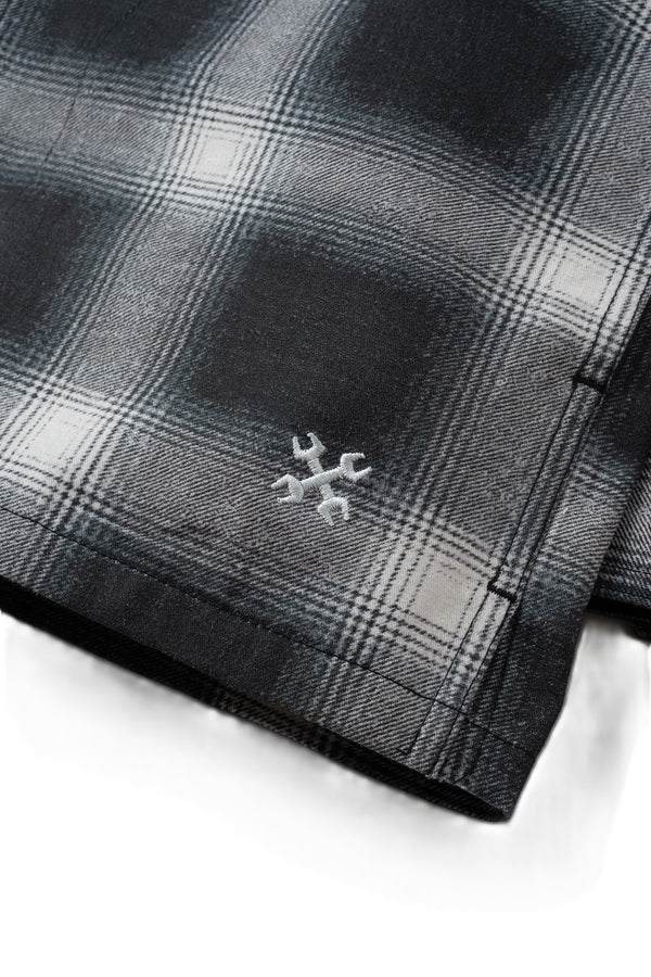 BLUCO - PRINT FLANNEL CHECK SHIRT -Ombre- BLACK