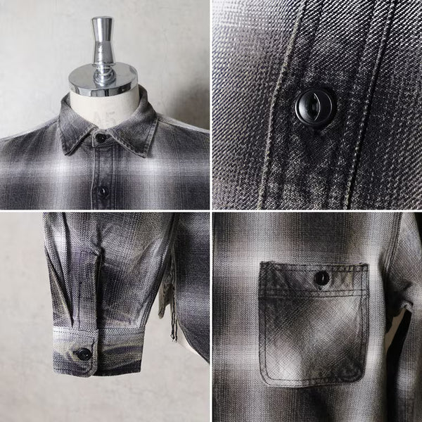 HOUSTON - VINTAGE OMBRE CHECK VIYELLA SHIRT - BLACK
