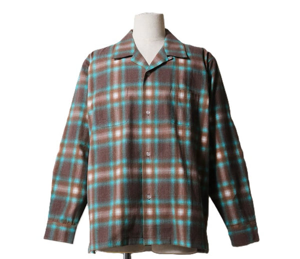 HOUSTON - PRINT FLANNEL O/C SHIRT - BROWN